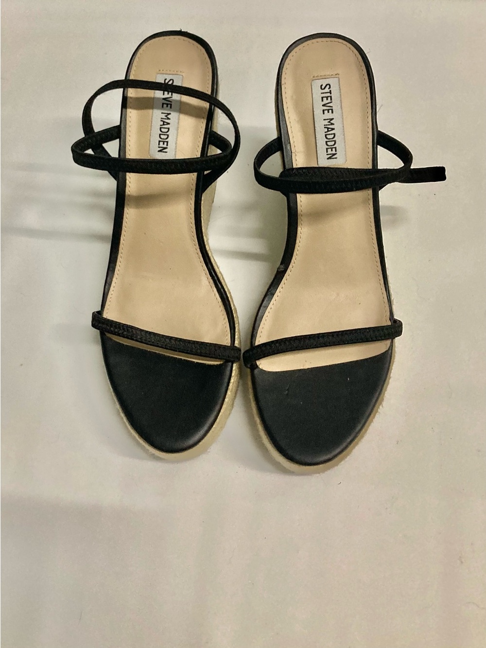 Steve Madden Black Strappy Slide Heels